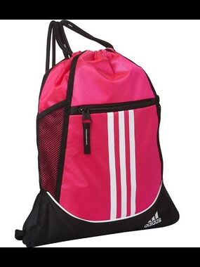 Adidas Pink Drawstring Gym Sack with White Stripes